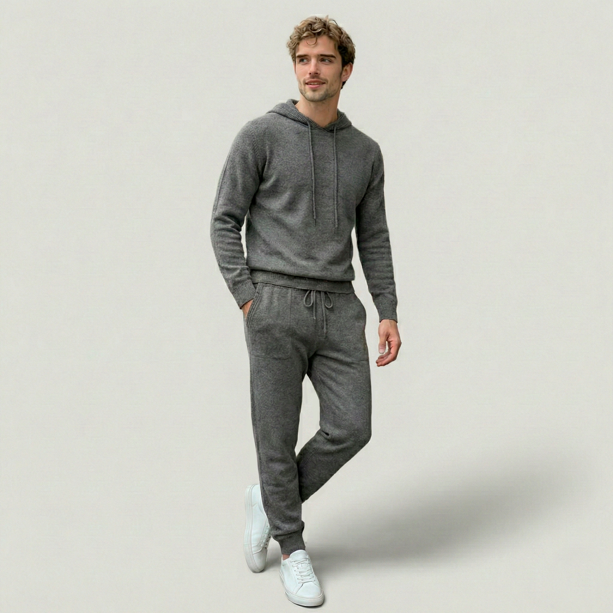 Norden Elevated Merino Wool Tracksuit in dark grey
