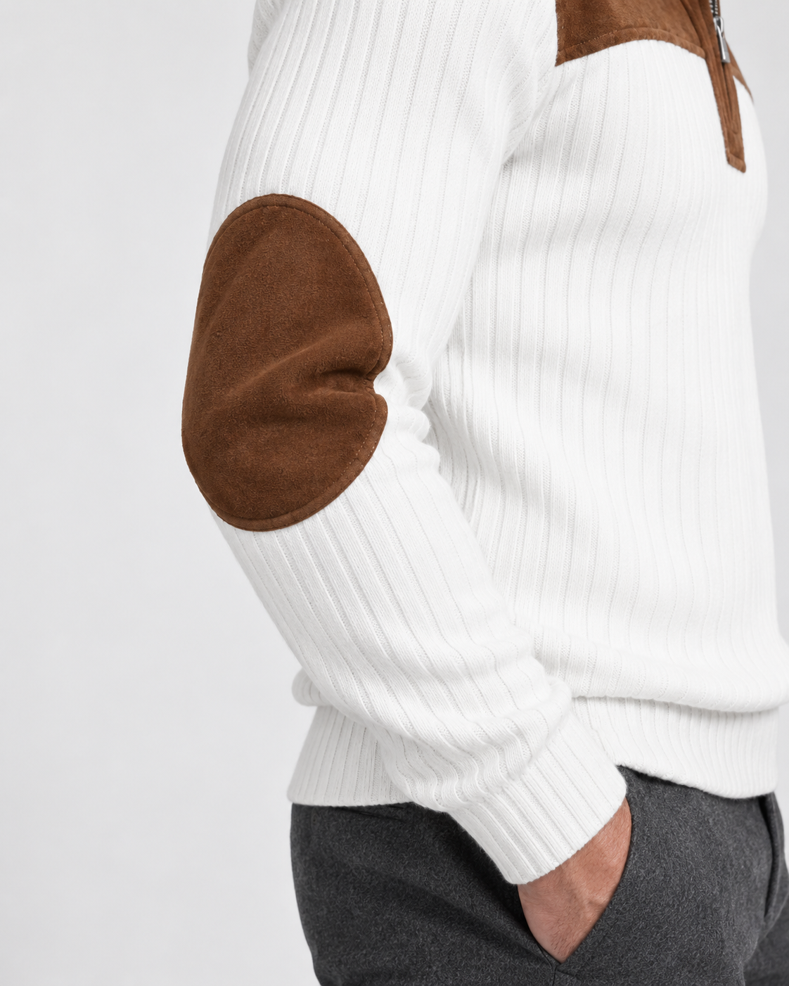 Norden Men's Jacquard Knit Half-Zip Jumper | Contrast Stripe
