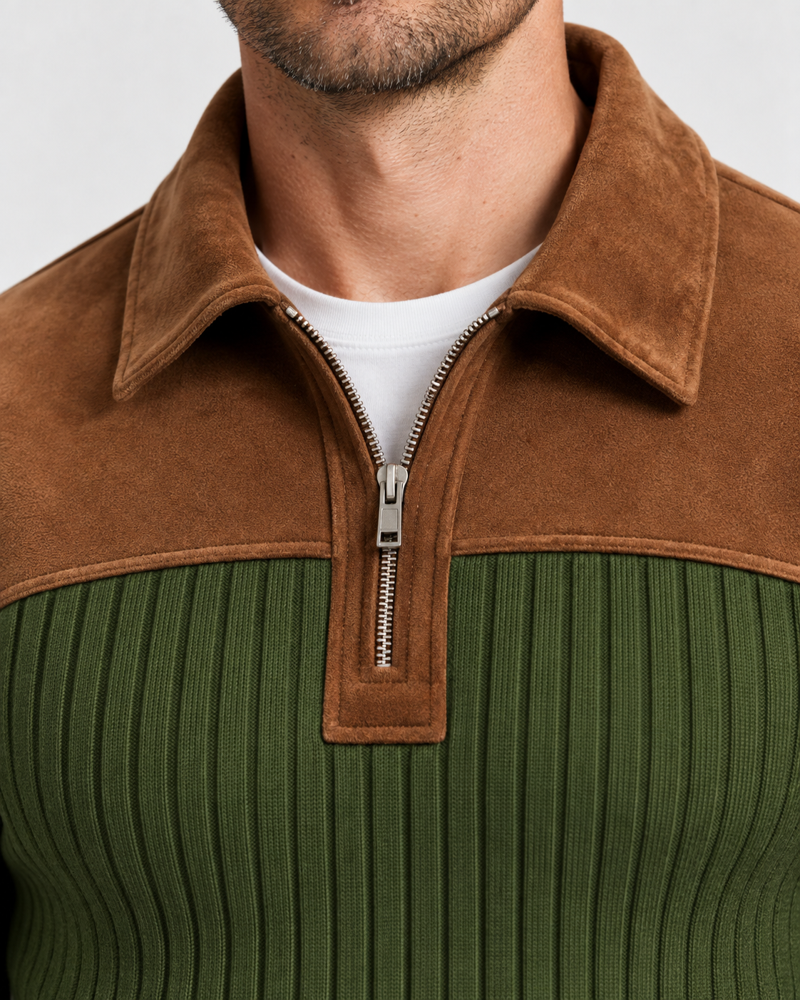 Norden Men's Jacquard Knit Half-Zip Jumper | Contrast Stripe