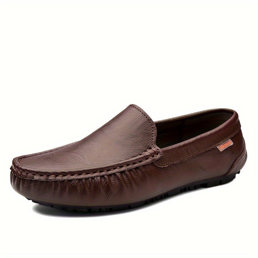 Norden Split Leather Slip-On Shoes in dark brown
