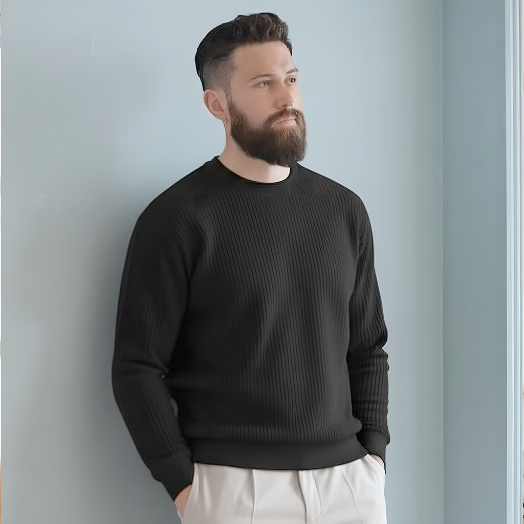 Norden Rippstrick Pullover Herren mit Rundhals – Bild 1