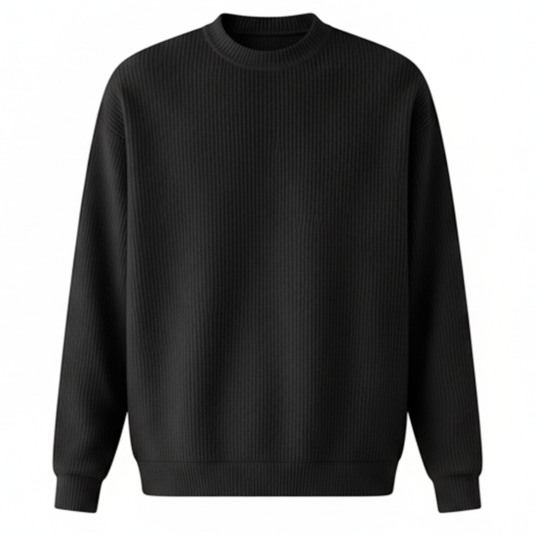 Norden Men's Ribbed Crewneck Jumper in black