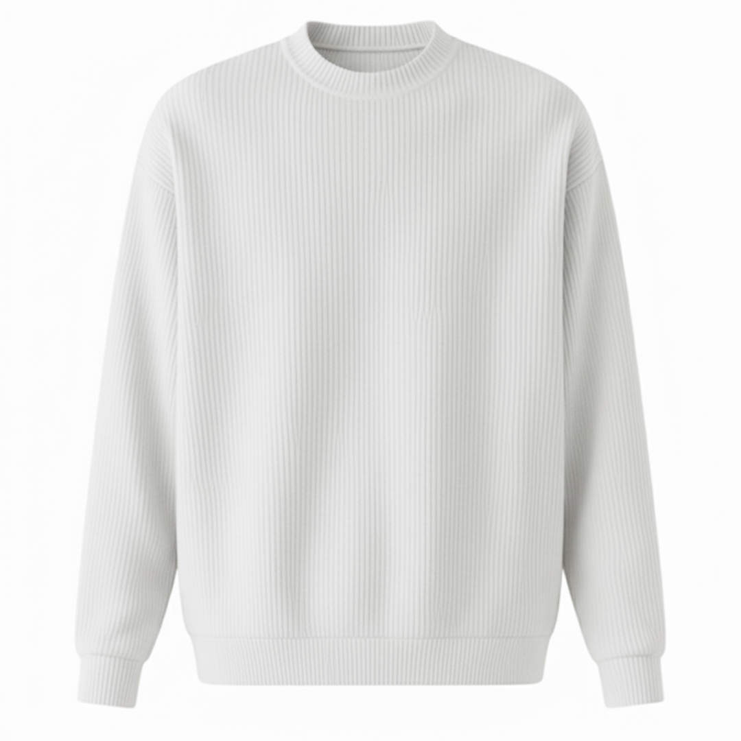 Norden Men's Ribbed Crewneck Jumper in white