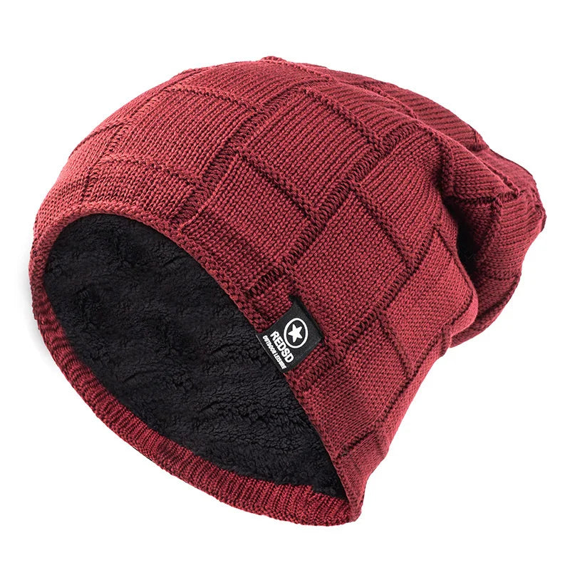 Norden Oslo Knitted Beanie Hat in wine red