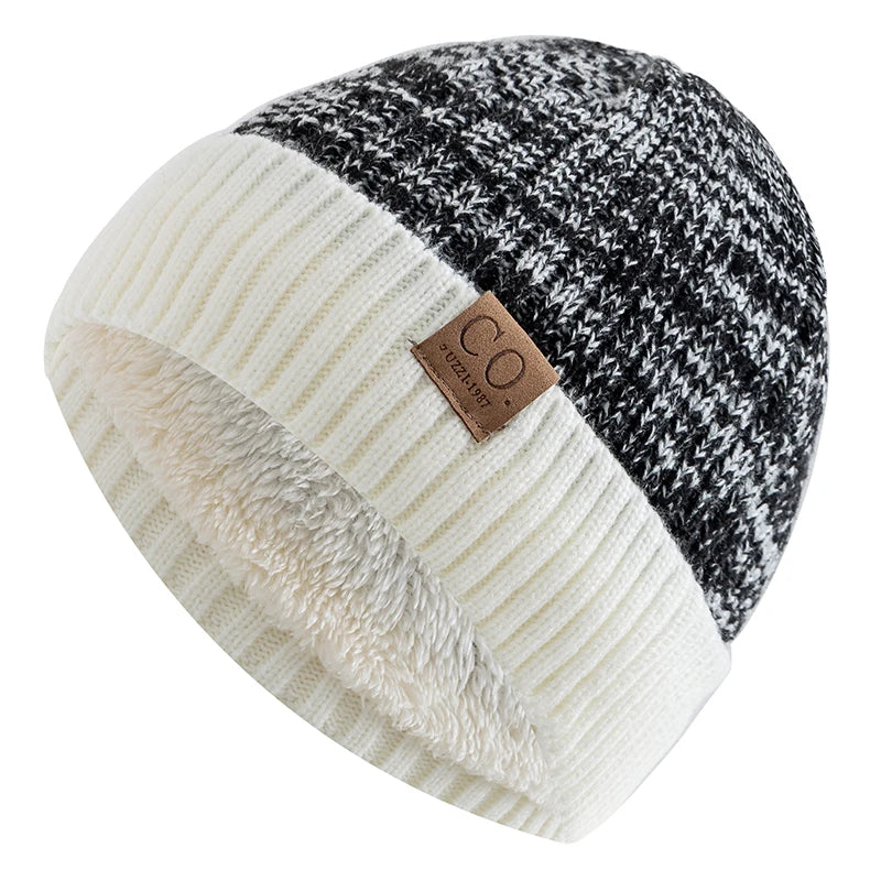 Norden Skull Knitted Beanie in black and white