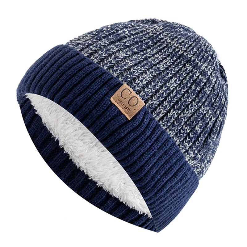 Norden Skull Knitted Beanie in navy blue