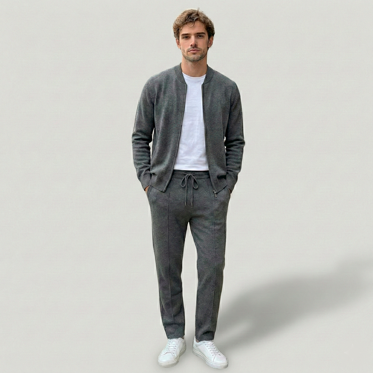 Norden Refined Merino Wool Tracksuit in dark grey