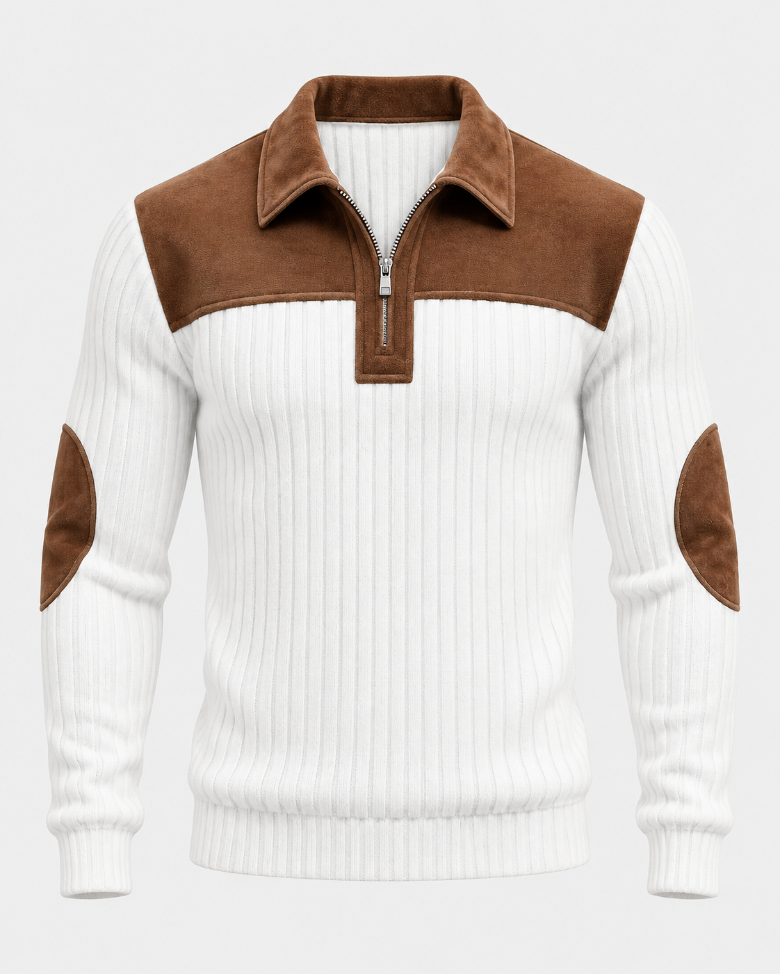 Camisola de Malha Jacquard de Manga Comprida para Homem Outono Inverno, Presente de Natal, Grossa, às Riscas Contrastantes, Casual, Gola Alta, Pulôver com Fecho