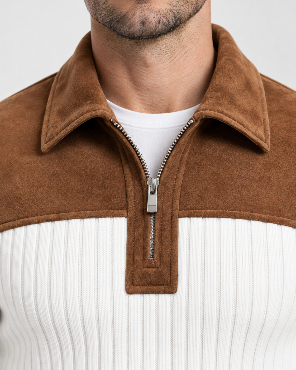 Norden Men's Jacquard Knit Half-Zip Jumper | Contrast Stripe
