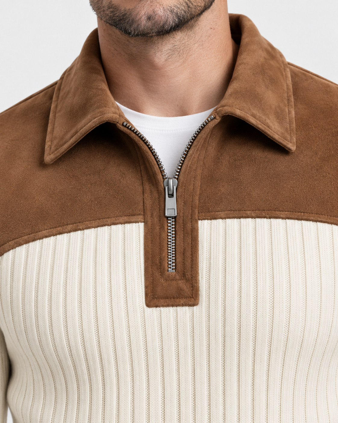 Norden Men's Jacquard Knit Half-Zip Jumper | Contrast Stripe